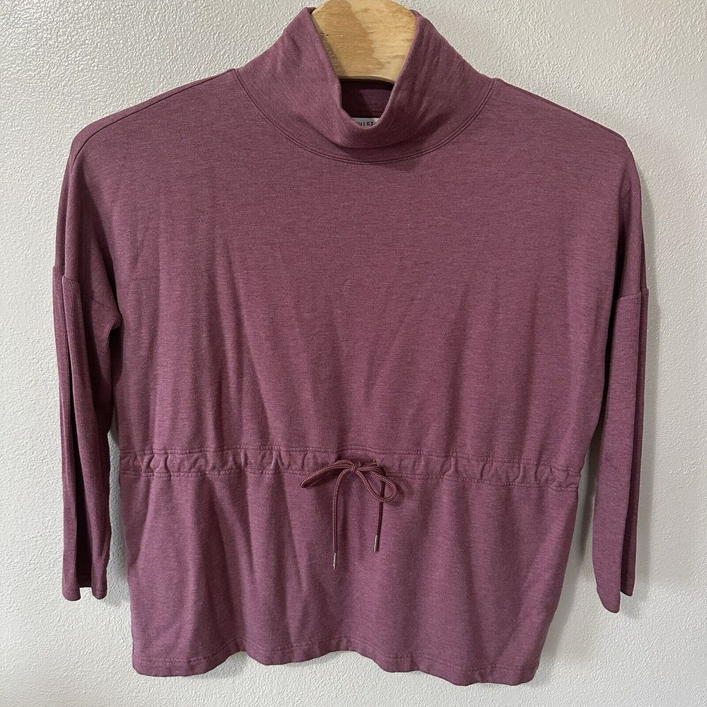 Athleta Women's Large Pink Lightweight Balance Cinch Fleece Sweatshirt Mock Neck